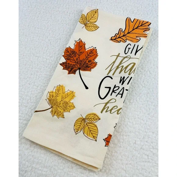 MAINSTAYS • Cream/Multi Fall Leaves Thanksgiving Kitchen Towel - Picture 10 of 10